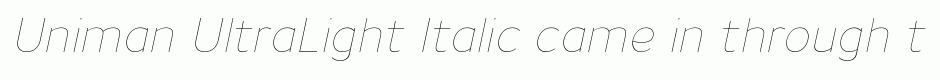 Uniman UltraLight Italic