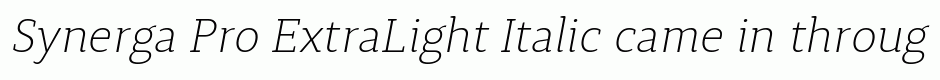 Synerga Pro ExtraLight Italic