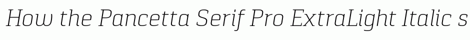 Pancetta Serif Pro ExtraLight Italic