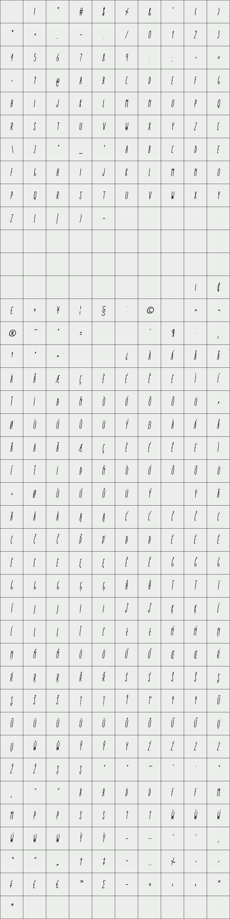 Aracne Ultra Condensed Regular Italic